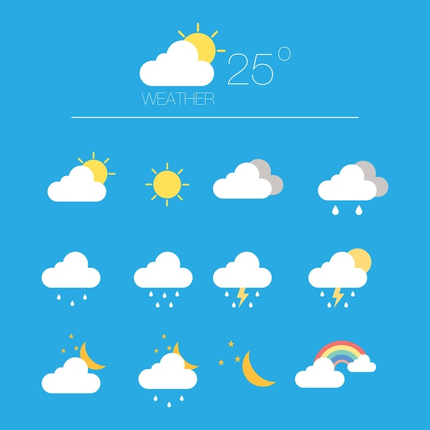 weather forecast set cloud Blue