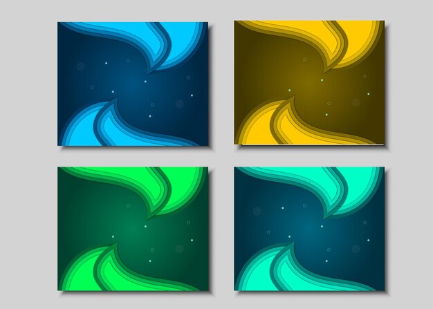 Web Banners template papercut abstract background with colorful wave shapes