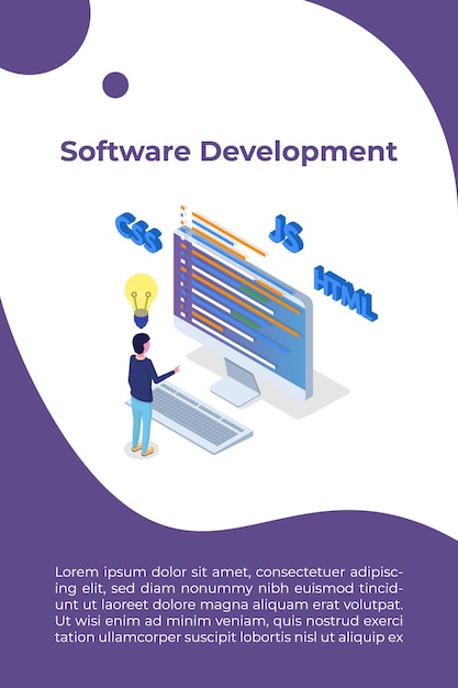 web design and front end development isometric concept. vector illustration.