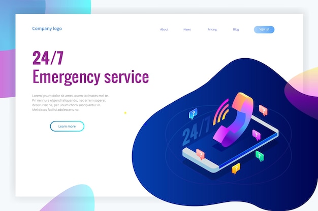 web page design templates for call center support 24-7. isometric 24 hours open customer service. vector illustration customer service, support or crm.