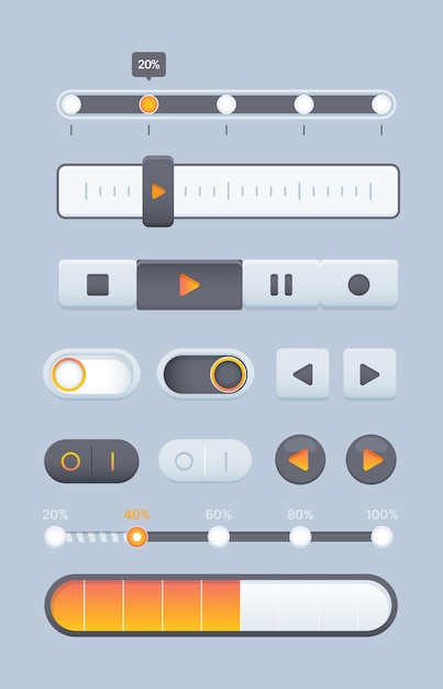 web sliders online pages ui navigation elements buttons dynamic sliders and dividers equalizer garish vector template