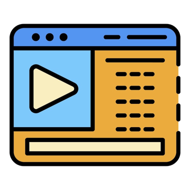 Web video blog page icon Outline web video blog page vector icon color flat isolated on white