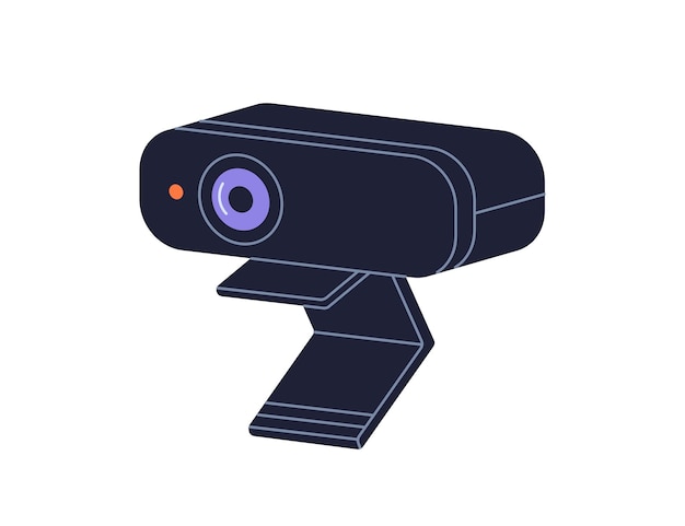 Webcam device for video streaming and online communication Digital camera for live calls Web cam computer equipment digital technology Flat vector illustration isolated on white background