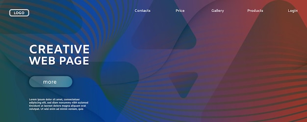 Website landing page design abstract geometric shapes and wave