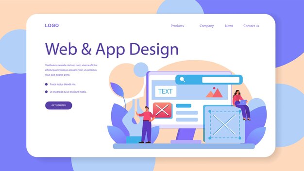 Website prototyping web banner or landing page