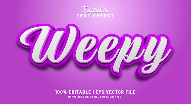 Weepy editable text effect 3d style