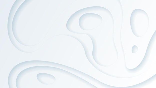 White Abstract Wavy Paper Cut Background with Shadows, Vector. Modern Design Objects