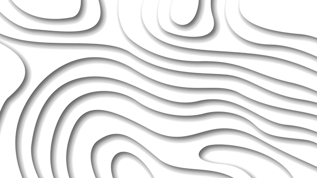 white abstract wavy paper cut background with shadows vector modern design objects