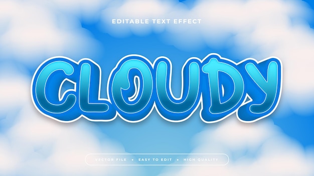 White and blue cloudy 3d editable text effect font style