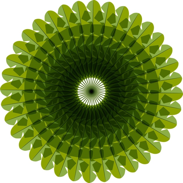 white background with green circular ornament kaleidoscope pattern for design