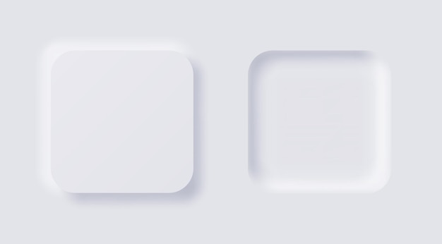 white button neumorphism design elements vector set.