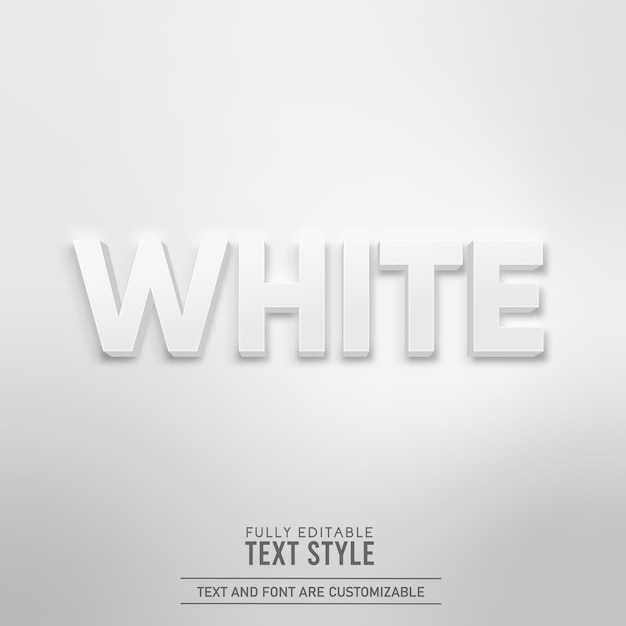 white minimalist simple realistic 3d shadow editable text effect