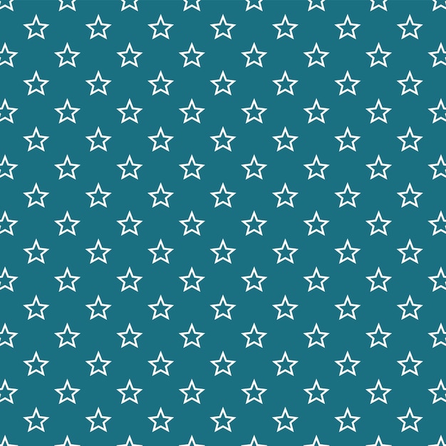 White Stars Blue Background Seamless Pattern Vector Illustration