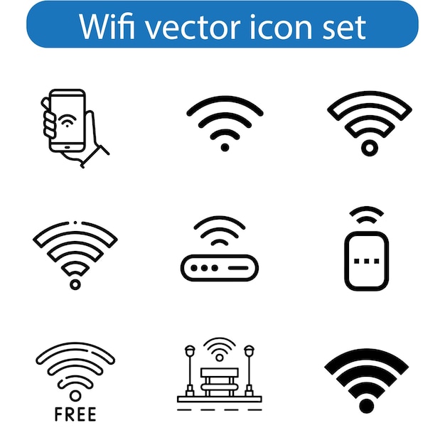 wifi vector art icon set computer and network connections symbol isolated on background