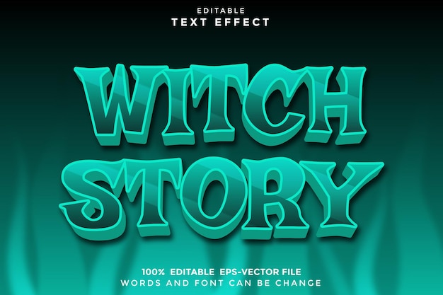 witch story editable text effect 3d flat gradient style