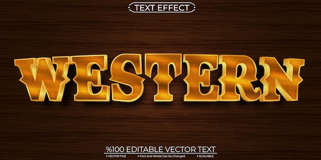 Wood Background and Gold Shiny Western Editable and Scalable Vector Text Effect