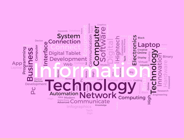 Word cloud background concept for Information technology Computer network system use for internet communication skill develop vector illustration