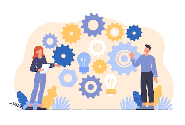 work operations and teamwork productivity company employees start mechanism and start working on