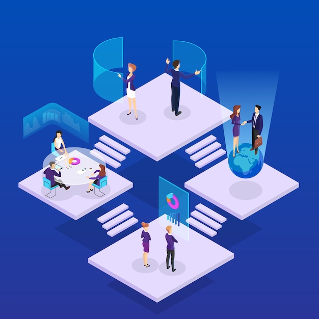 Working process concept. Business people work in team
