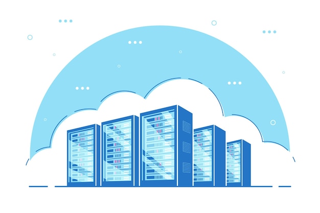 working server server cabinets. data storage, cloud storage, data center concept.