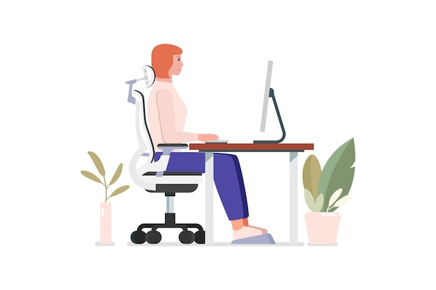 Workspace of Woman sitting at desk and working with a computer