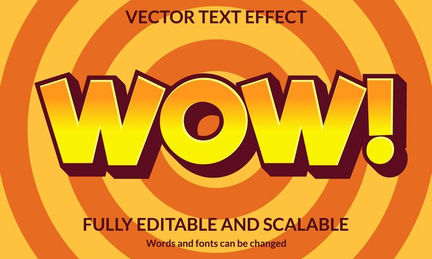 wow 3d editable text effect typography vector template