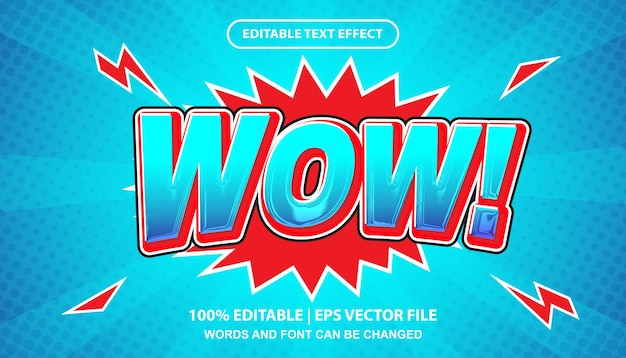 wow editable text effect template, pop art lettering font comic style