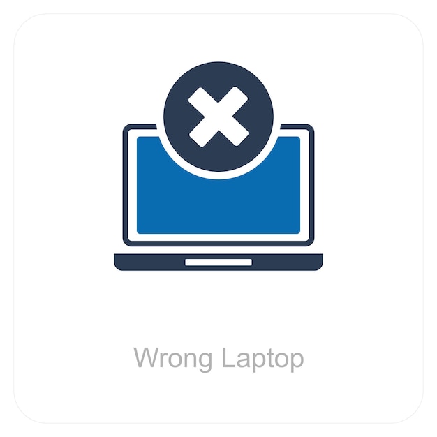 wrong laptop and icon concept