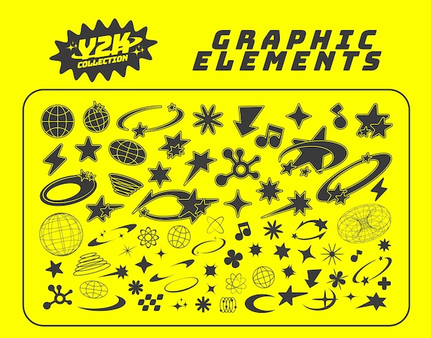 y2k elements collection vector illustration