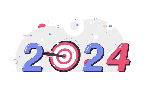 Year 2024 business target new year resolution or challenge to achieve goal aim for business succes