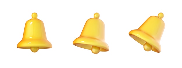 yellow bell icon in cartoon 3d style bell notification icon in cartoon design isolated on white background vector illustration