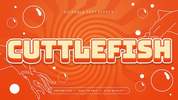 Yellow orange and white cuttlefish 3d editable text effect font style
