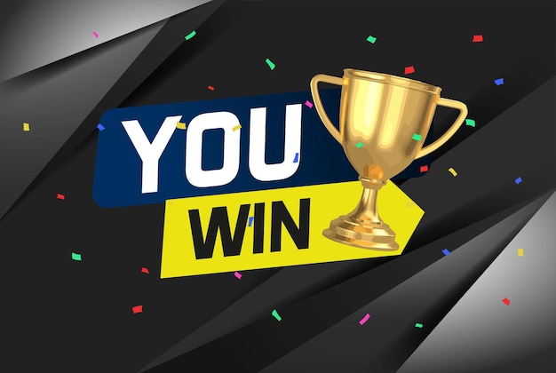 you win word concept vector illustration and 3d style for use landing page template ui web mobil