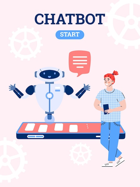 Young man communicate with smart bot robot in chat using mobile phone