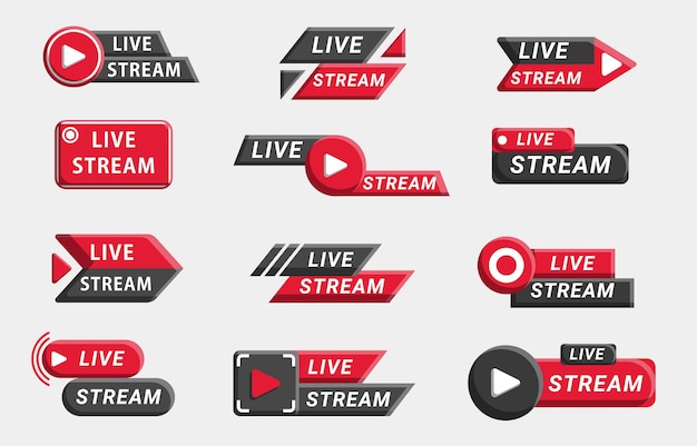 Youtube Live Set Logo Badge Collection
