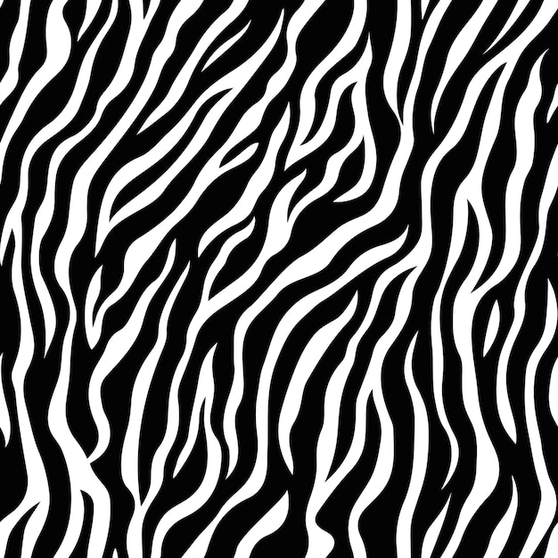 zebra stripes seamless vector pattern black and white animal texture