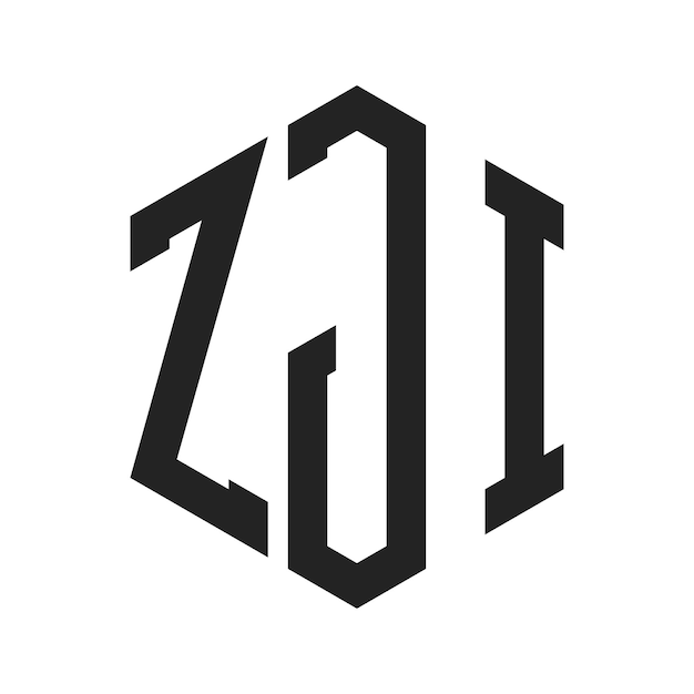 ZJI Logo Design Initial Letter ZJI Monogram Logo using Hexagon shape