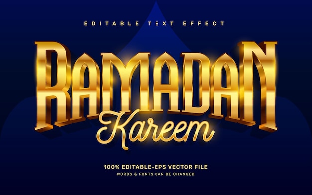 Zlatá šablona upravitelného textového efektu Ramadan Kareem