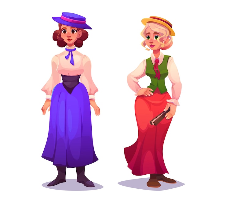 Zdarma Vektor 19th centure people and victorian woman fashion