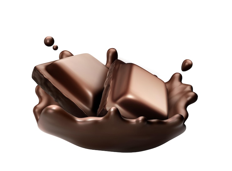 Zdarma Vektor 3d dark chocolate bar piece with splash swirl