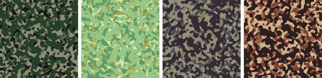 4 camouflage background set pattern design vector illustration army backdrop