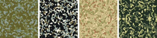 4 camouflage background set pattern design vector