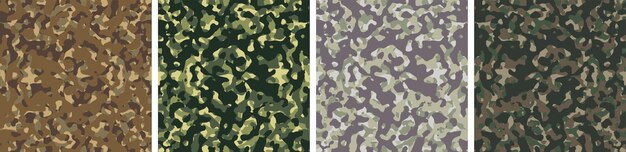 4 camouflage background set pattern design vector