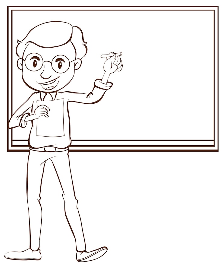 Zdarma Vektor a plain drawing of a male teacher