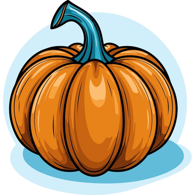 Zdarma Vektor a single orange pumpkin on a blue background