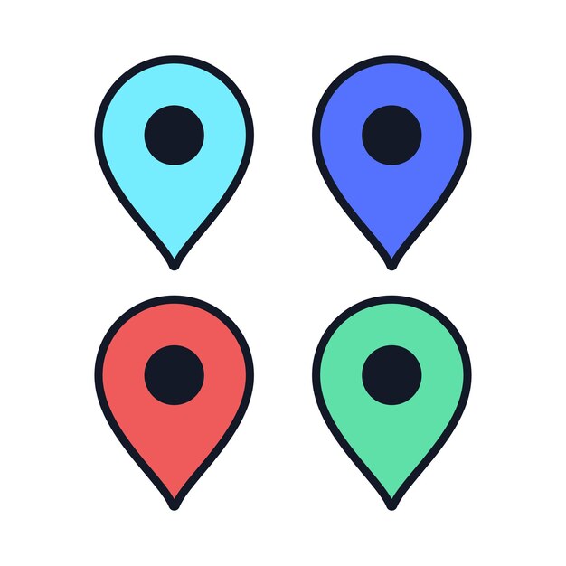 abstract location pins set