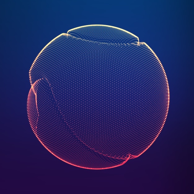 abstract vector colorful mesh on dark background. corrupted point sphere.