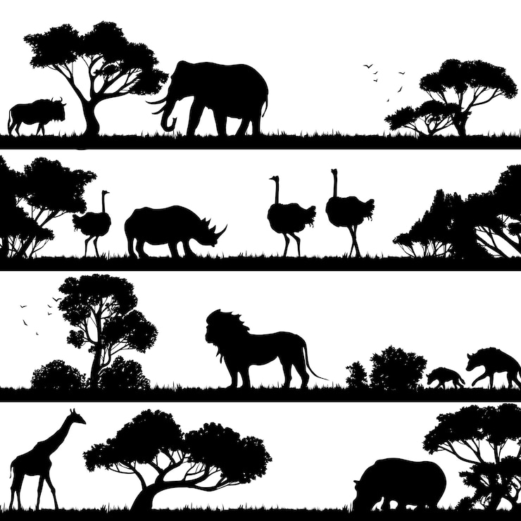 Zdarma Vektor african landscape silhouette