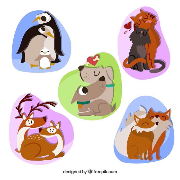 Zdarma Vektor animal couple collection of five for valentine