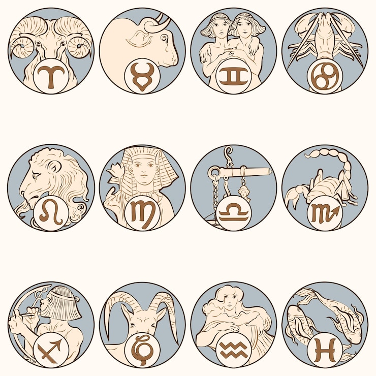 Zdarma Vektor art nouveau 12 zodiac signs vector, remixed from the artworks of alphonse maria mucha